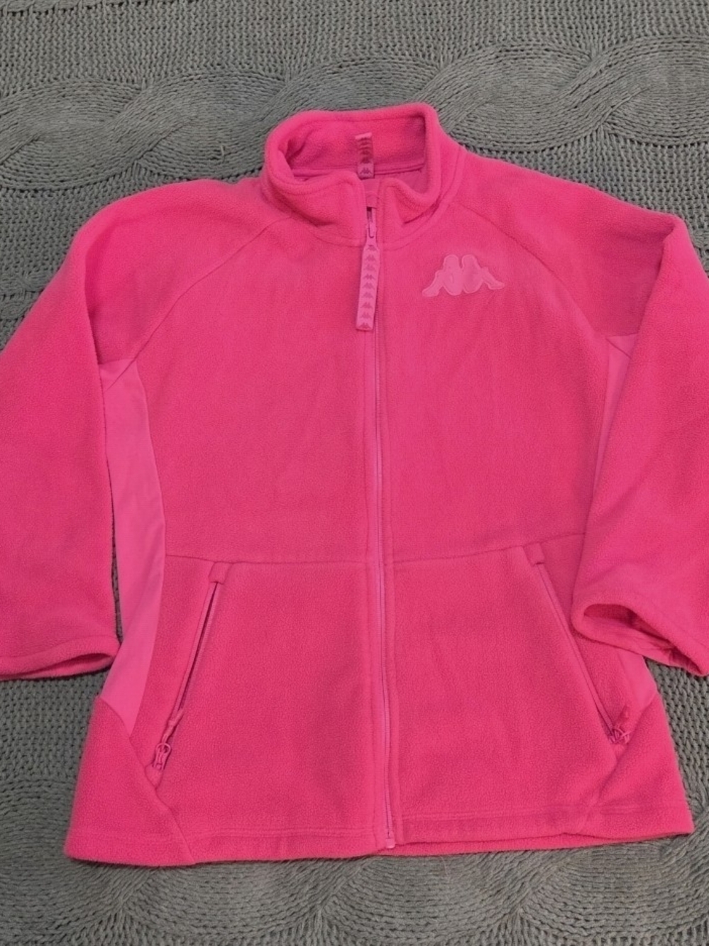 Kappa Fleece Zip Up Jacket Zip Pockets Pink Kids